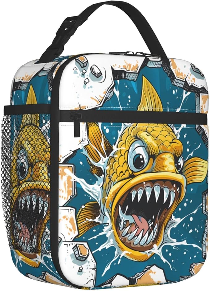 VANZEV Insulated Lunch Box for Women Men, Cute Fish Theme Lunch Box Reusable Portable Lunch Bag Cooler Tote Waterproof Lunch Container for Office Picnic Work Travel