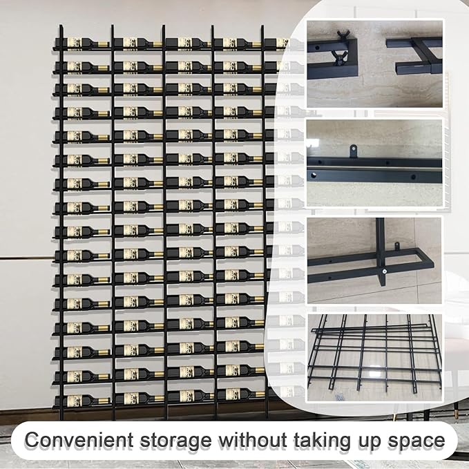 Wall Mounted Wine Rack, H 94.49inch, 16 Rows, Brown 48 Bottle Wine Cellar Racks, Metal Wine Bottle Holder for Home Bar, Wine Kitchen Storage (Brown, 3 Columns竊?8 Bottles竊?
