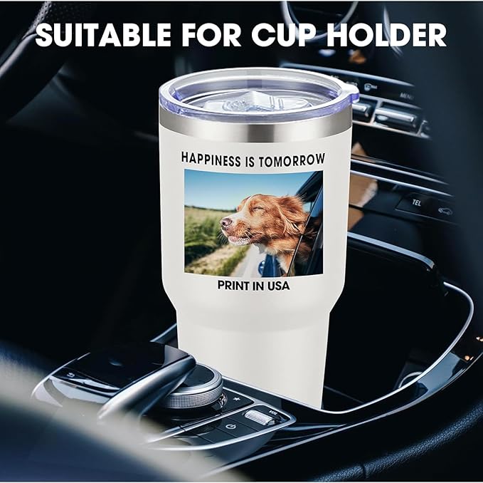 SMLIXE Personalized Coffee Tumbler Print in USA 30oz Stainless Steel Double Wall Insulated Coffee Cup With Text Photo Logo
