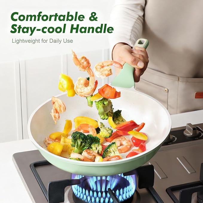 SENSARTE Nonstick Ceramic Frying Pan 11-Inch, Healthy Non Toxic Skillet, Induction Compatible Omelet Pan with Heat Resistant Handle, PFAS-Free