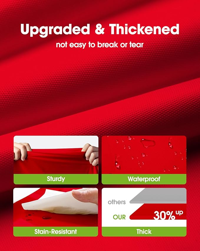 Pureegg Plastic Table Cloth Disposable 12 Pack, 84'' Round Table Cloths, Valentines Day, Thanksgiving, Christmas Decorations, Fall Tablecloths, Round, Plastic Cover, Leakproof & Sturdy, Red