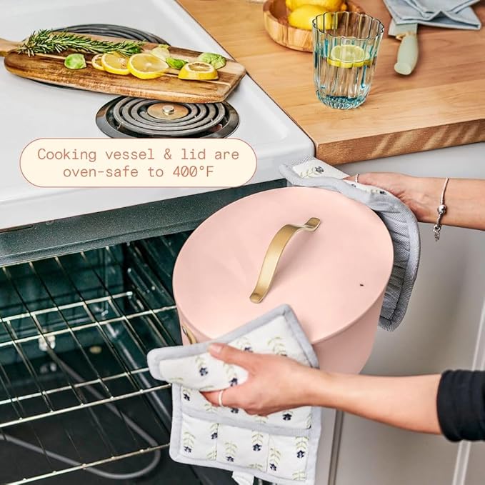 Beautiful 10-in-1 6-Qt Programmable Multi-Cooker with Oven-Safe Pot & 7 Presets ??Slow Cook, Rice, Steam, Saut챕 (Rose)