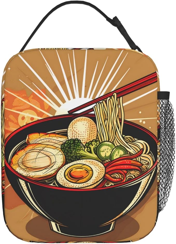 VANZEV Insulated Lunch Box for Women Men, Ramen Theme Lunch Box Reusable Portable Lunch Bag Cooler Tote Waterproof Lunch Container for Office Picnic Work Travel