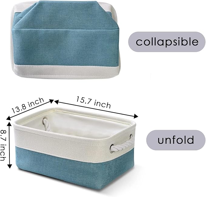 TheWarmHome Fabric Storage Bin with Handles,Storage Basket for Home Storage and Organization, Shelf Basket with Cover for Living Room Bedroom Decor Closet竊늋hite & Green,Small ,11.8L횞7.9W횞5.2H