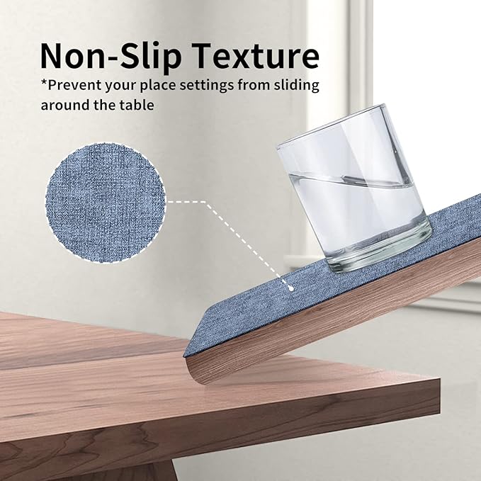 Maxpearl Faux Leather Placemats Set of 4, Waterproof - Wipe Clean - Heat Resistant - Anti Slip Dining Table Place Mats, Suitable for Indoor & Outdoor Use, 17?쇺쇒?2?쇺? Blue