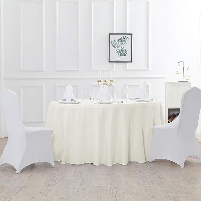 Cupuamon 70 inch Round Tablecloth Washable Polyester Table Cloth Decorative Table Cover for Wedding Party Dining Banquet（70 inch,Ivory）