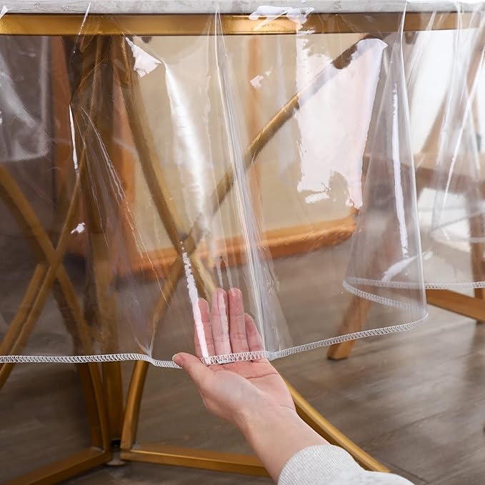 Walrus Clear Round Plastic Tablecloth Protector Waterproof Oil-Proof PVC Table Cloth Stain-Resistant Wipeable Table Cover for Round Table（40" Round）