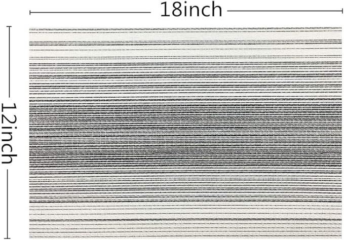 Placemat,Blending Color Durable Woven Vinyl Placemat Washable Heat-Resistant Anti-Skid Kitchen Dining Table Mats (Set of 6, Black with White)