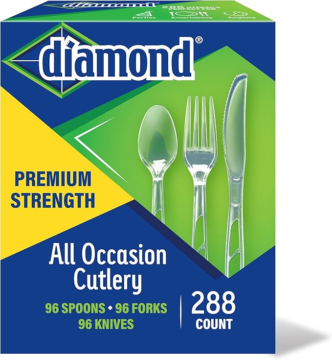 Diamond짰 All Occasion Clear Disposable Cutlery Set 288 Count (288 Cutlery Set)