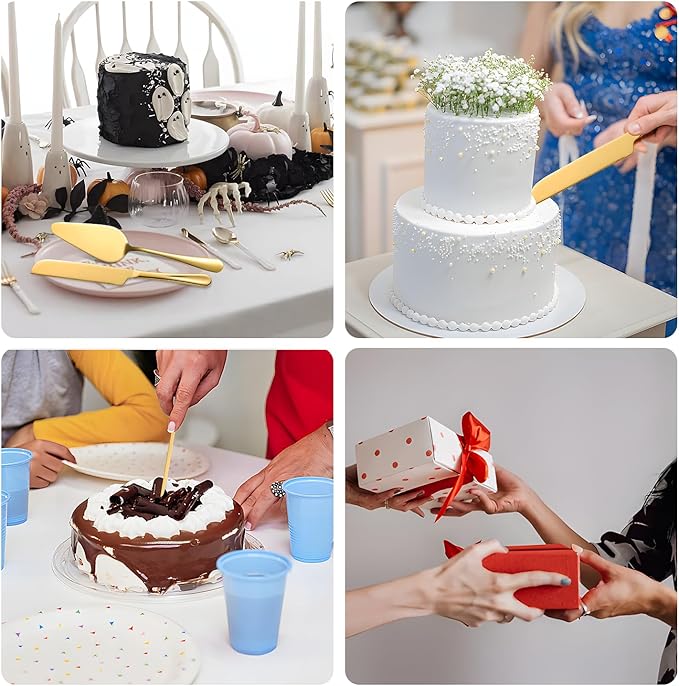 Golden Cake Cutting Set for Wedding, Premium Stainless Steel Cake Knife, Premium Cake Cutter set is Great for Birthdays, Anniversary Parties, and Christmas.Perfect for any celebration