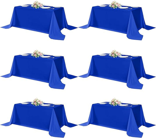 sancua Rectangle Tablecloths 6 Pack - 90x132 Inch - Royal Blue Washable Fabric Cloth Table Cloth, Large Reusable Polyester Table Covers for Wedding, Party, Birthday, Banquet