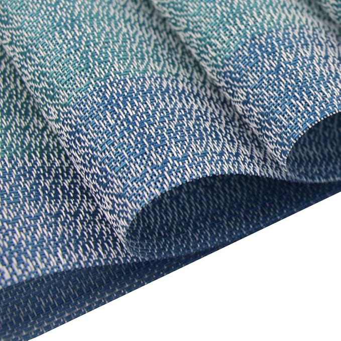 PIGCHCY Placemat,Washable Woven Non-Slip Insulation Durable Placemat Vinyl Table Mat Set of 6 (6pcs Placemats, Coastal Blue)