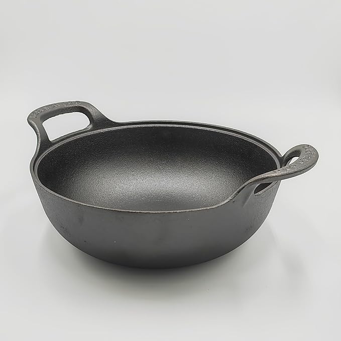 Cast Iron Wok with Handles, Grilling Pan, Use in the Oven, on the Stove, or on the Grill (Wok with Lid 9 inch)