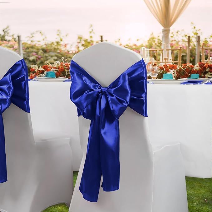 Horbaunal 6 Pack Satin Runners 12 x 108 Inch Bright Silky Smooth Satin Table Runners for Birthday Wedding Party Banquets, Royal Blue