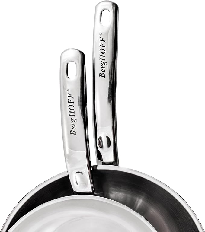 BergHOFF Belly Shape 18/10 Stainless Steel 12Pc Cookware Set, Glass Lids, Fast, Evenly Heat, Induction Cooktop Ready