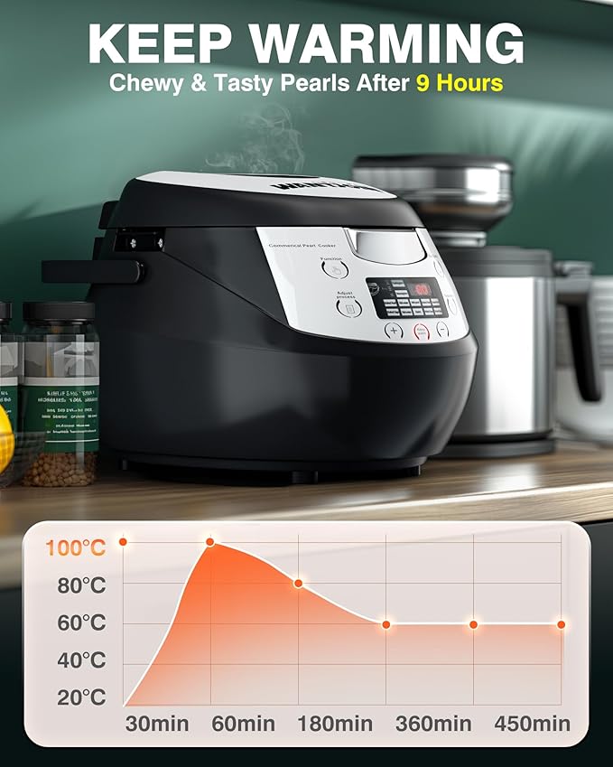 WantJoin Boba Cooker - 6L Commercial Automatic Bubble Maker Machine Pearl Warmer Cooking Pot for Milk Tea Tapioca Pearls, 900W