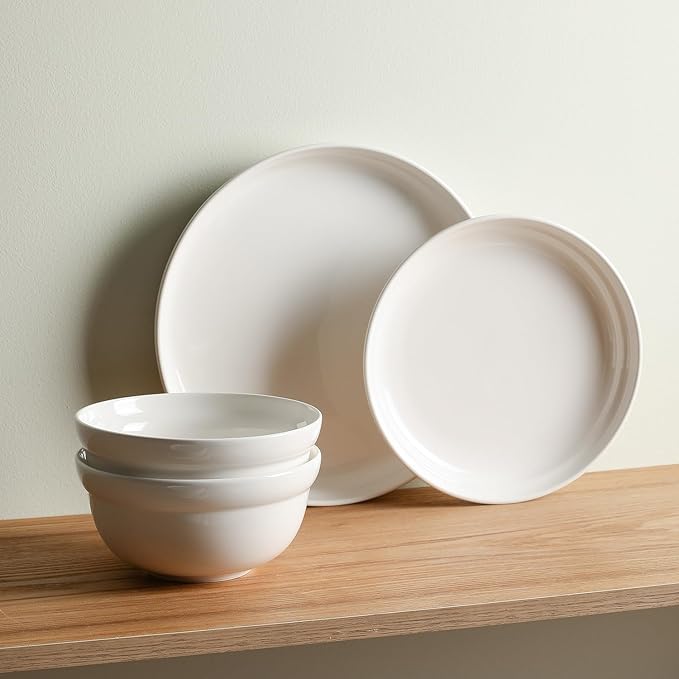 Stone Lain Virtuo 12-Piece Dinnerware Set Porcelain, White