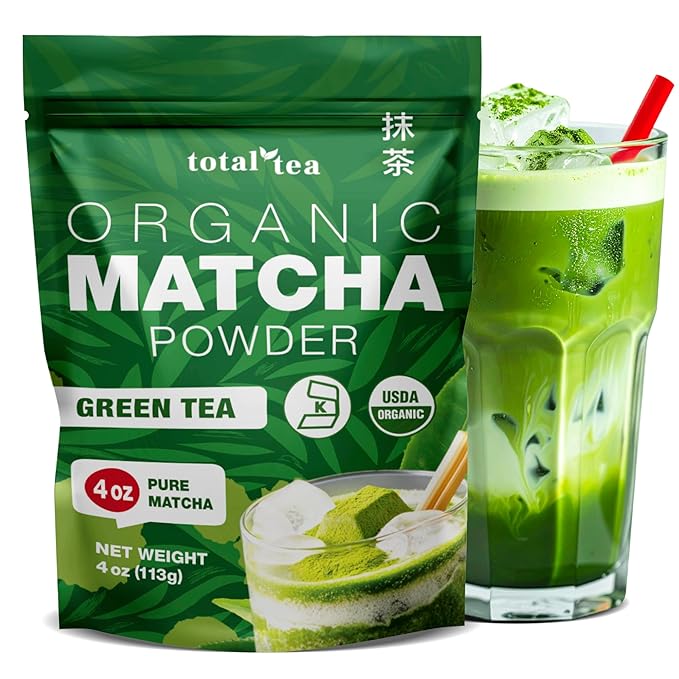 Organic Matcha Green Tea Powder (4-Oz) ??Certified USDA Organic Powder for Matcha Latte, Tea, and Smoothies ??Kosher, Non-Gmo, Antioxidant Rich Fruit Tea by Total Tea