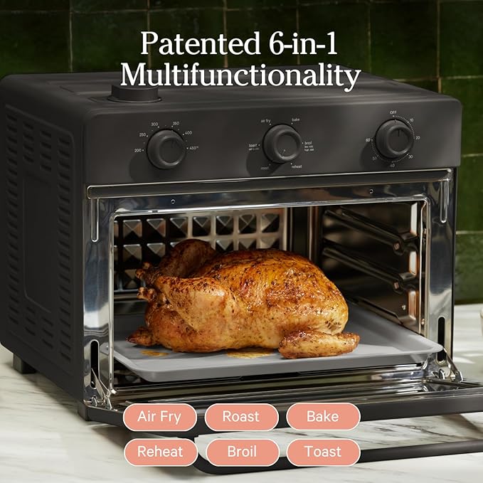 Our Place Large Wonder Oven | 6-in-1 Stainless Steel Air Fryer Toaster Oven Combo with Basket, Rack, Pan & Tray | 3-Rack, 32 QT, Large Capacity - Toast, Roast, Bake, Reheat, Broil & Steam | Char
