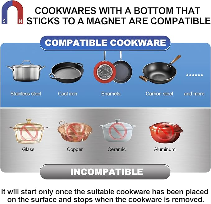 Commercial Induction Cooktop 5000W 190V~275V Electric Stove Commercial Range Countertop Burner with 18 Hour Timer Non Circulating Heating Portable Hot Plate for Restaurant&Hotel&Kitchen Use