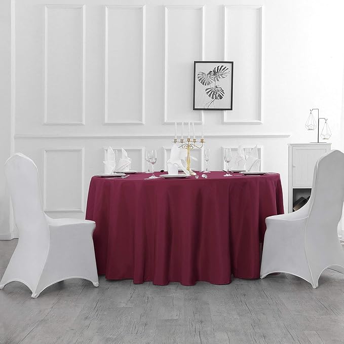 Cupuamon 90 inch Round Tablecloth Washable Polyester Table Cloth Decorative Table Cover for Wedding Party Dining Banquet（90 inch,Burgundy）