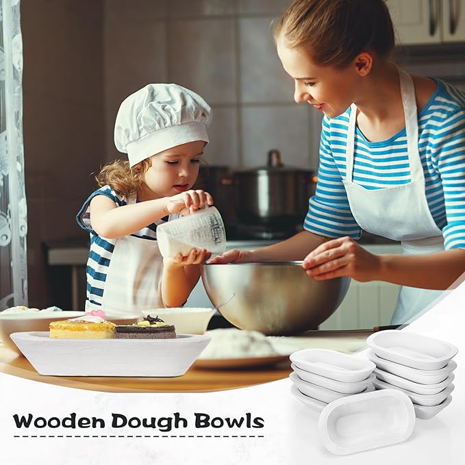 Nuogo 10 Pack Wooden Dough Bowls Bulk 8.5 Inch Rustic Dough Bowls for Wedding DIY Candle Home Crafts Making Farmhouse Fruits Supplies Decoration(White)