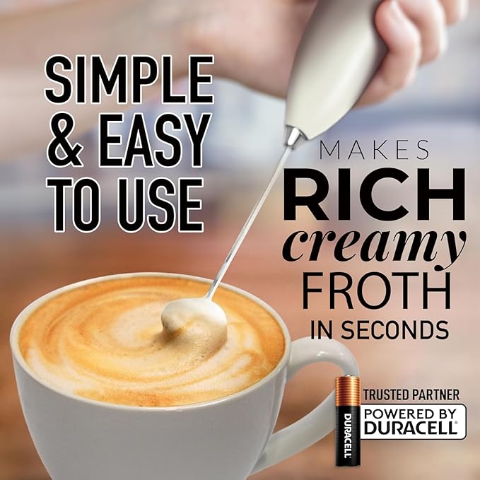Zulay Kitchen Milk Frother Handheld Electric Whisk with AA Duracell Batteries ??Durable Drink Mixer for Coffee, Lattes, Cappuccinos & More - Gray