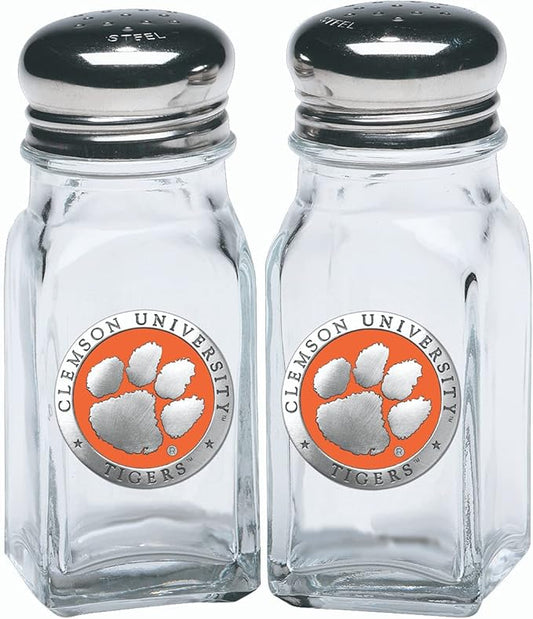 Heritage Pewter Clemson Salt and Pepper Shaker Set of 2 Bottles | Expertly Crafted Pewter Glass