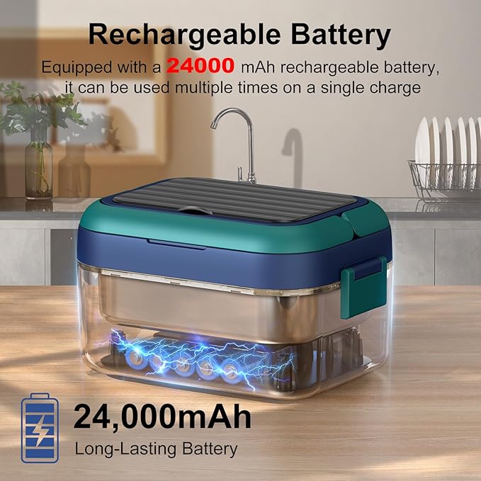 EDCREATY Cordless Electric Heated Lunch Box, 1.5L 6.3Cups 24000mAh Rechargeable Battery Self-Heating Lunch Box, Smart Timer, Even Heating, 100W Portable Food Warmer for Office, Picnic, Car, Outdoor