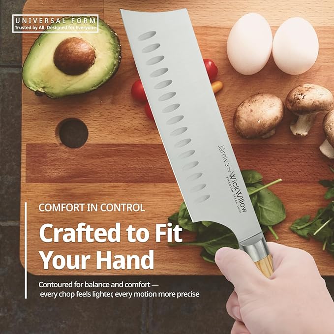 6.5 Inch Nakiri Knife ??Swedish Steel Vegetable Blade with Italian Olive Wood Handle ??Sharp Prep Tool for Chopping, Slicing and Daily Kitchen Use