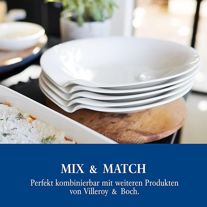 Villeroy & Boch Pasta Passion Plate, Large, Set of 2, Premium Porcelain, Made in Germany, White