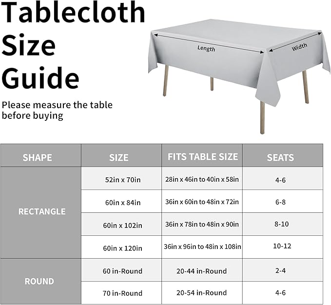 Easy-Going Faux Linen Waterproof Spill-Proof Tablecloth Stain Resistant Rectangle Table Cloth Wrinkle Free Decorative Fabric for Kitchen, Dining, Party, Weddings, Restaurants (60x120 in, Grey)