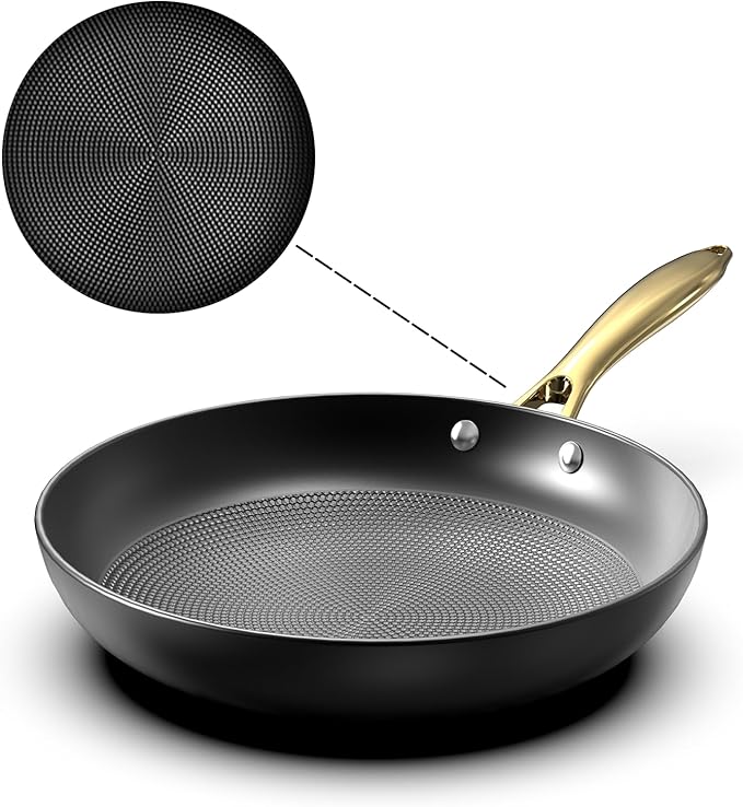 10 inch Cast Iron Non Stick Frying Pan, Honeycomb Skillet for Even Heating, Durable Nonstick Fry Pan with Stay Cool Handle, Ideal for Induction Compatible, Best Gift for Home Cooks