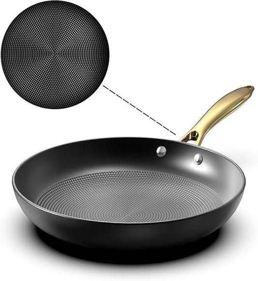 10 inch Cast Iron Non Stick Frying Pan, Honeycomb Skillet for Even Heating, Durable Nonstick Fry Pan with Stay Cool Handle, Ideal for Induction Compatible, Best Gift for Home Cooks