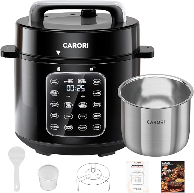Electric Pressure Cooker 6 Qt, 9 Functions Programmable Instant Pot with IMD Touchscreen, Rice Cook, Slow Cook, Steam, Saut챕, Warm, 16+ Safety Features, 1000W Black