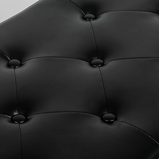 Joveco 47 Inch Storage Ottoman Bench,Tufted Leather Storage Bench with Nailhead Trim for Bedroom (47??Black)