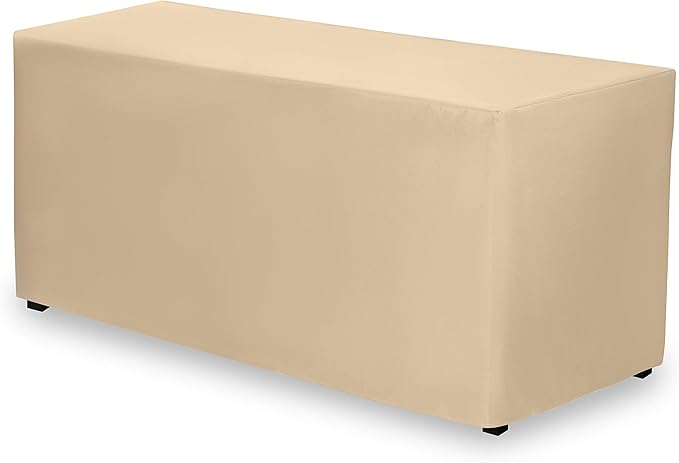 Gee Di Moda Fitted Tablecloth - 48 x 30 Inch Beige Floor-Length Fitted Table Cloth for 4 Foot Rectangle Table, Heavy Duty Washable Fabric for Parties, Dinner, Weddings, Baby Shower & Trade Show