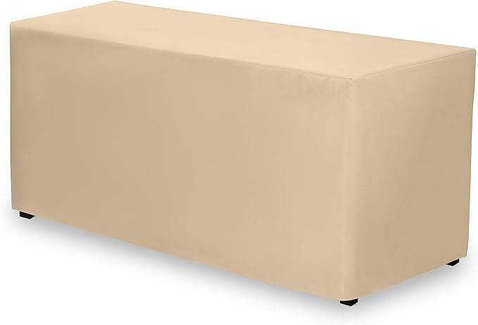 Gee Di Moda Fitted Tablecloth - 72 x 30 Inch Beige Floor-Length Fitted Table Cloth for 6 Foot Rectangle Table, Heavy Duty Washable Fabric for Parties, Dinner, Weddings, Baby Shower & Trade Show