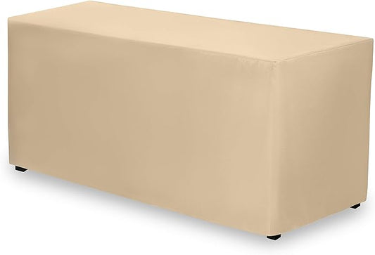 Gee Di Moda Fitted Tablecloth - 72 x 30 Inch Beige Floor-Length Fitted Table Cloth for 6 Foot Rectangle Table, Heavy Duty Washable Fabric for Parties, Dinner, Weddings, Baby Shower & Trade Show