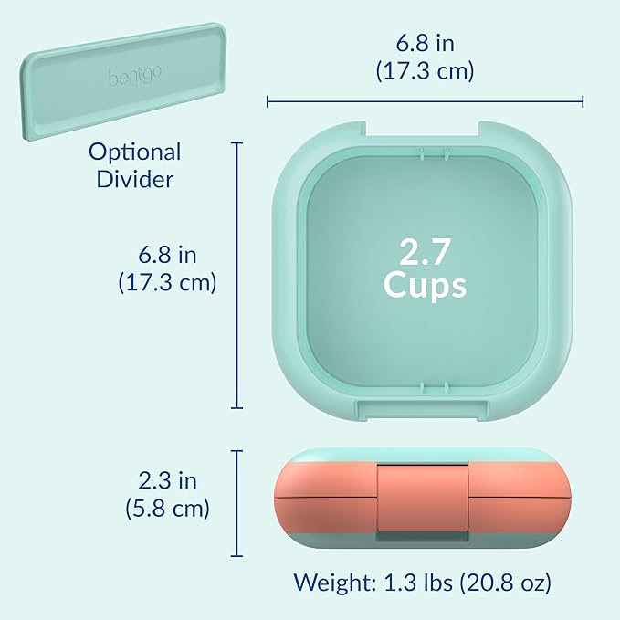Bentgo Chill Mini Leak-Proof Lunch Box ??Built-In Ice Pack Keeps Food Cold, 2.7-Cup Capacity for Snacks or Sandwich, 3 or 4 Compartments, PFAS & BPA-Free, Ideal for Adults & Kids 3+ (Seaside Papaya)