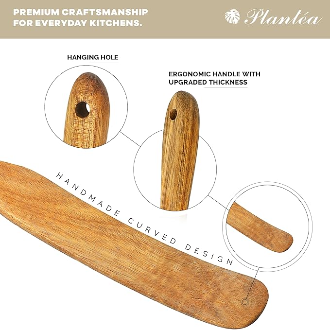 As Seen On TV, Spurtles Kitchen Tools Wooden, Plant챕a Handmade Wooden Spoons for Cooking, Heat Resistant Spurtle Set Cooking Utensil For Non-Stick Cookware, Stirring, Mixing, Whisking, Serving