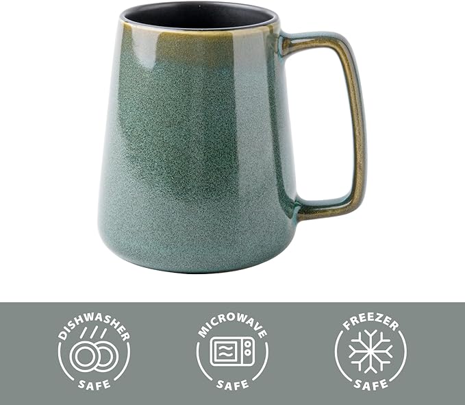 Extra Large Tall Coffee Mugs with Handle - Set of 2, 24 oz Ceramic, Dishwasher & Microwave Safe, Blue and Green