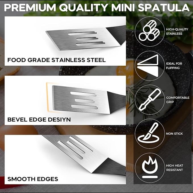 Small Spatula 2 Pieces, Mini Serving Spatula for Kitchen Use, Metal Spatula for Serving and Turning, Ideal for Pancakes, Brownies, Desserts, Cookie, Eggs or Small Pan