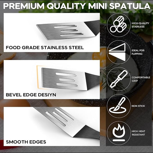 Small Spatula, Mini Serving Spatula for Kitchen Use, Metal Spatula for Serving and Turning, Ideal for Pancakes, Brownies, Desserts, Cookie, Eggs or Small Pan
