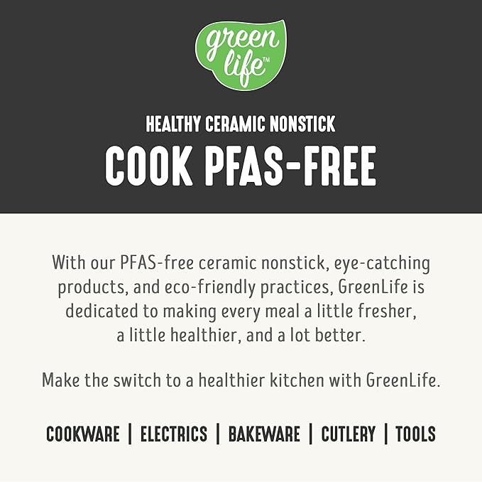 GreenLife Nonstick 12??(5QT) All in One Deep Skillet Wok with Lid, PFAS-Free Non-Toxic Ceramic Multi-Purpose Pan, Induction, All Stovetop, Egg, Stir Fry, Saute, Stay Cool Handle, Granite Black