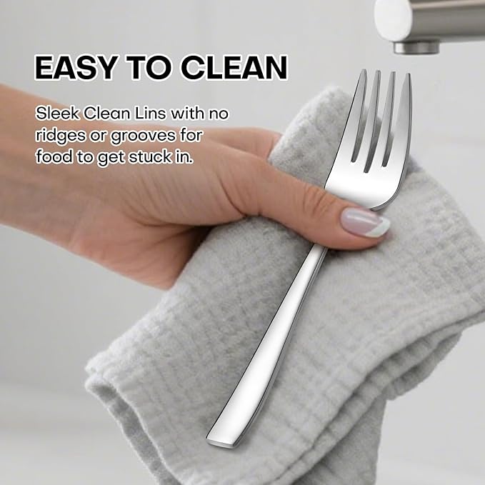 Lazycorner Silverware Set for 6, 18/10 Stainless Steel Flatware Set, 30-Piece Mirror Polished Modern Cutlery Set include Fork Knife Spoon Set(Dishwasher Safe)