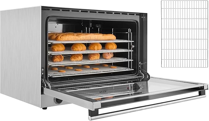 VEVOR Commercial Convection Oven, 4.24 cu.ft Countertop Oven for Full-Size Pans, Electric Convection Ovens with 4 Racks, 360째 Hot Air Circulation, for Bakery, Restaurant & Pizza Shop (208-240V 5000W)