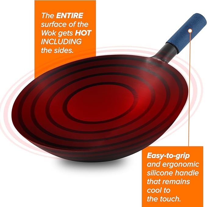 Nuwave Mosaic Induction Wok, Precise Temp Controls from 100째F to 575째F in 5째F, Wok Hei, Infuse Complex Charred Aroma & Flavor, 3 Watts 600,900 & 1500, Authentic 14-inch Carbon Steel Wok Included,Black