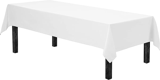 Gee Di Moda Rectangle Tablecloth - 60 x 102 Inch White Table Cloth for 6 Foot Rectangle Tables - Heavy Duty Washable Fabric - for Holiday Party, Dinner, Weddings, Baby Shower & Events