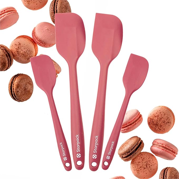StarPack 'Scrape & Stir' Silicone Spatula Set (4 Pcs) - Heat Resistant Spatula Set 600째F - Food Grade Kitchen Spatulas - Nonstick Silicone Baking & Cooking Spatulas - Rubber Turner Set for Kitchen Use